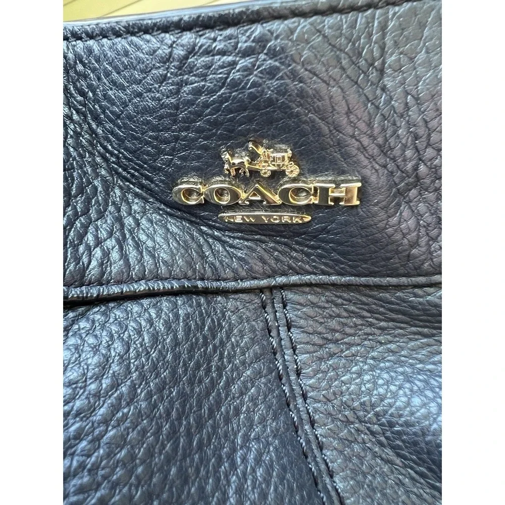 Coach Lexy F23511 Pebbled Leather Shoulder Hobo Bag Dark Gray Gold EUC
